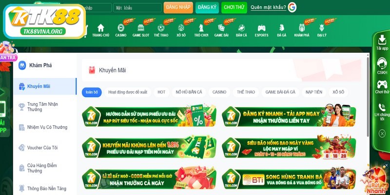 Tổng hợp khuyến mãi & sự kiện độc đáo tại TK88
