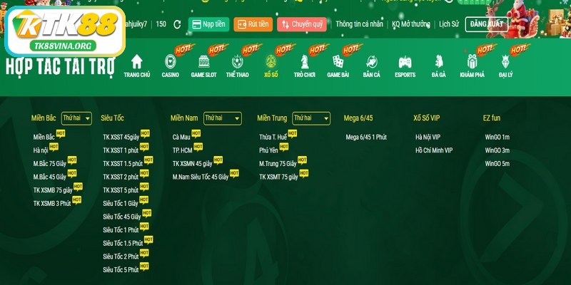 Sảnh game xổ số TK88 được thiết kế để mang lại trải nghiệm giải trí đỉnh cao