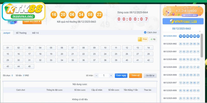 Các loại hình hấp dẫn trong xổ số TK88 bạn không nên bỏ qua